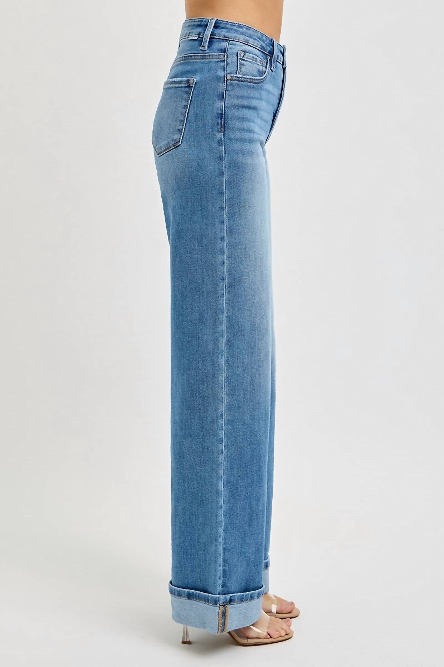 Risen - Sucre 75 Tummy Control High Rise Wide Cuffed Jeans