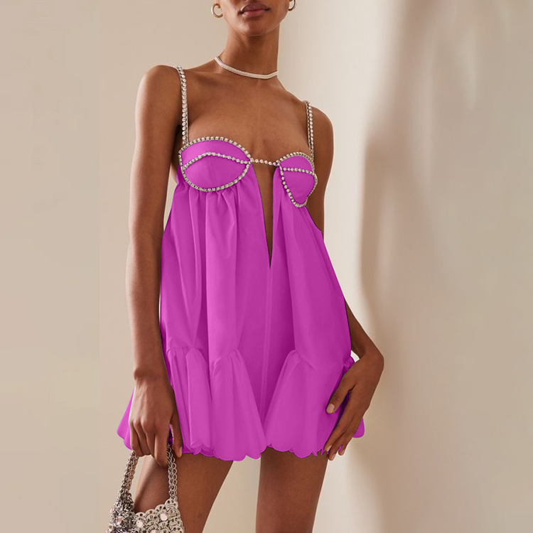 Fashion Sling Diamond Mini Dress