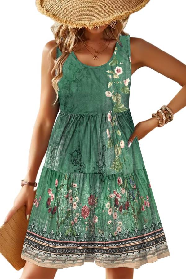 Womens Summer Sundress Boho Floral Casual Tank Dresses