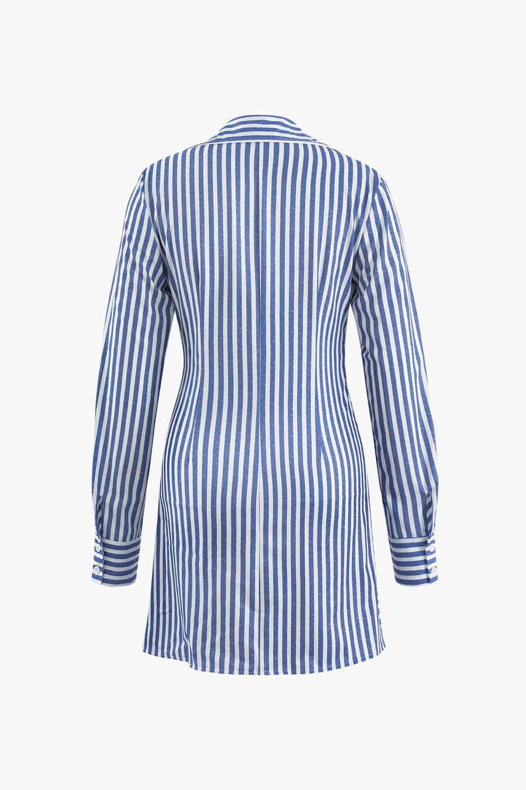 Stripe Deep V-neck Mini Shirt Dress