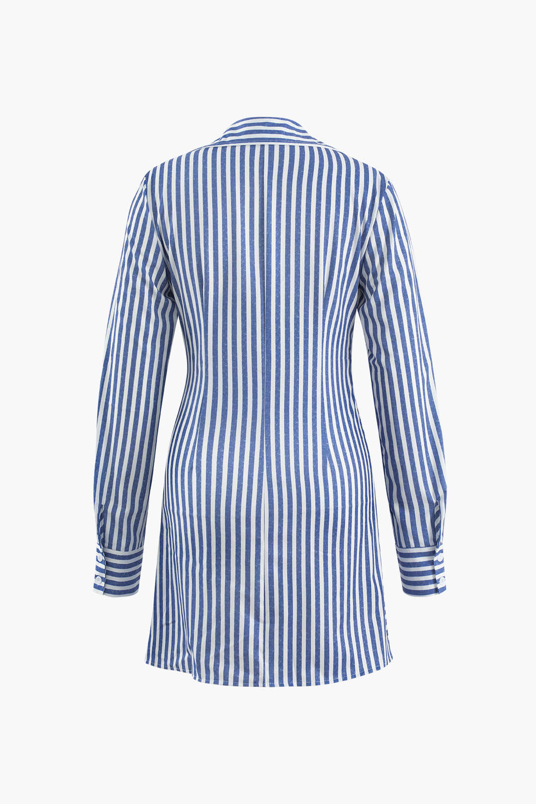 Stripe Deep V-neck Mini Shirt Dress