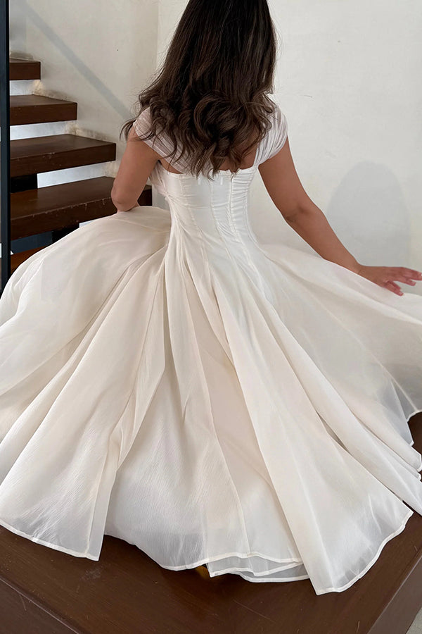 Elegant Sleeveless Waist-cinching Mesh Full-hem Maxi Dress