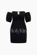 Off-Shoulder Puff Sleeve Mini Dress