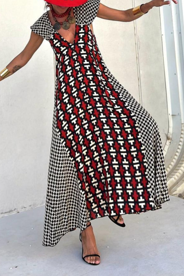 MARIN ROJO-NEGRO. VESTIDO LARGO