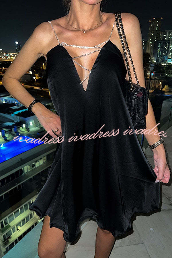 Stunning Shiny Chain Party Mini Dress