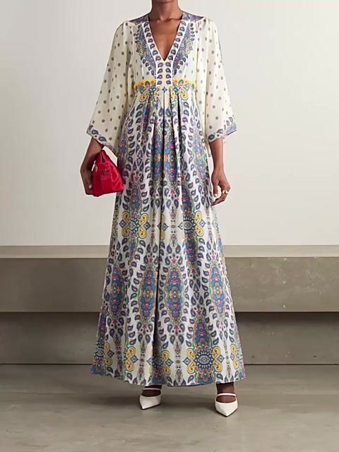 Printed Crepe Maxi Dress