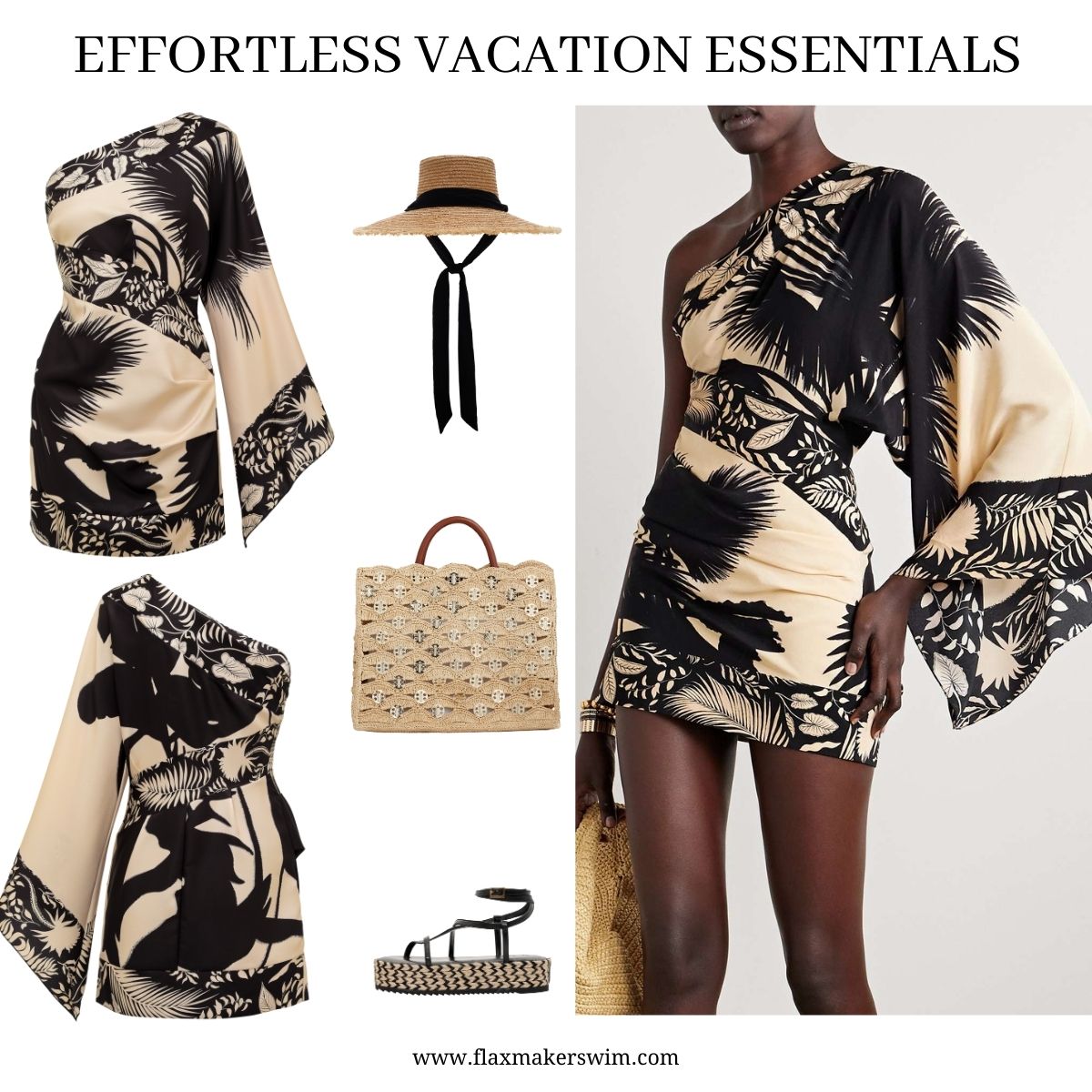 Oblique Shoulder Printed Mini Dress
