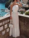 Shell Element Design Pleated Maxi Dress