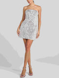 Light Luxury Shiny Tube Top Slim-Fit Mini Dress