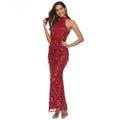 Popular Sleeveless Turtleneck Tassel Sequ Dress Maxi Dress