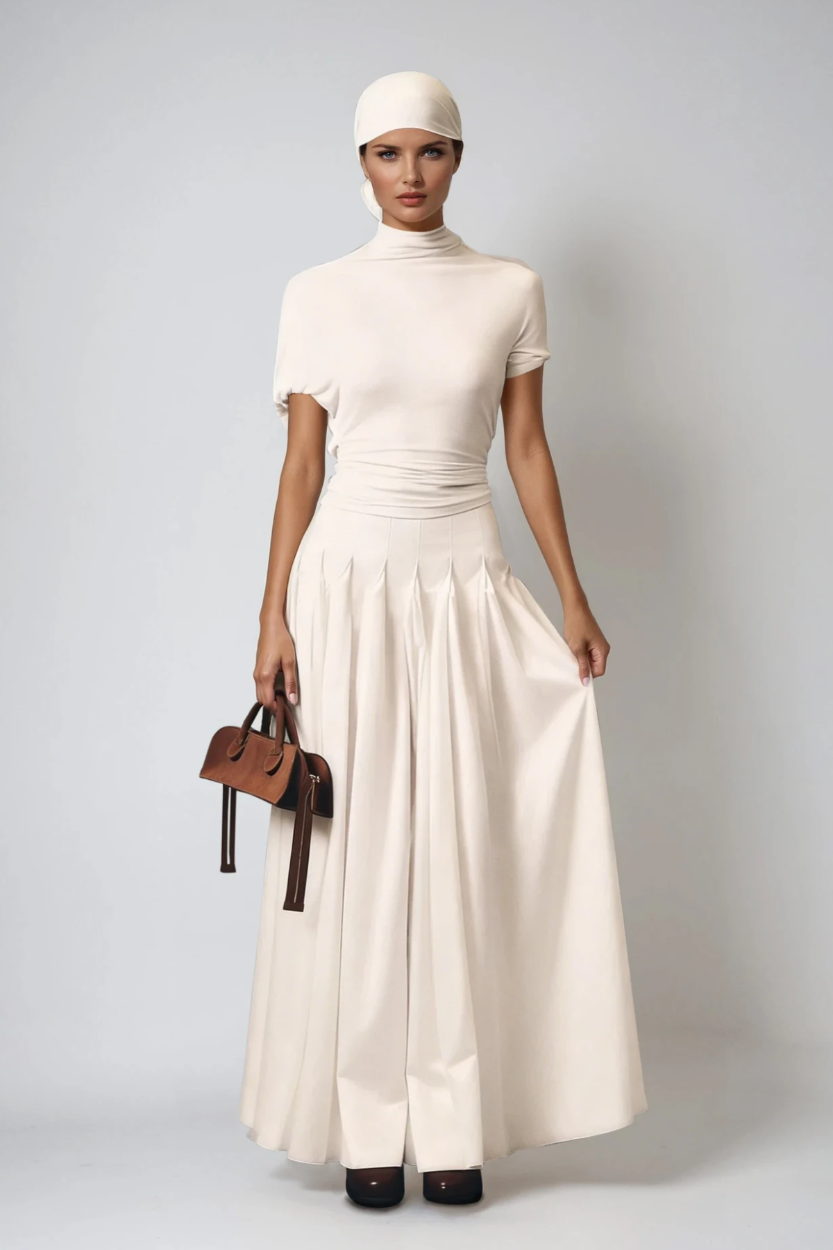 Drita Cutout Ruch Flared Maxi Dress