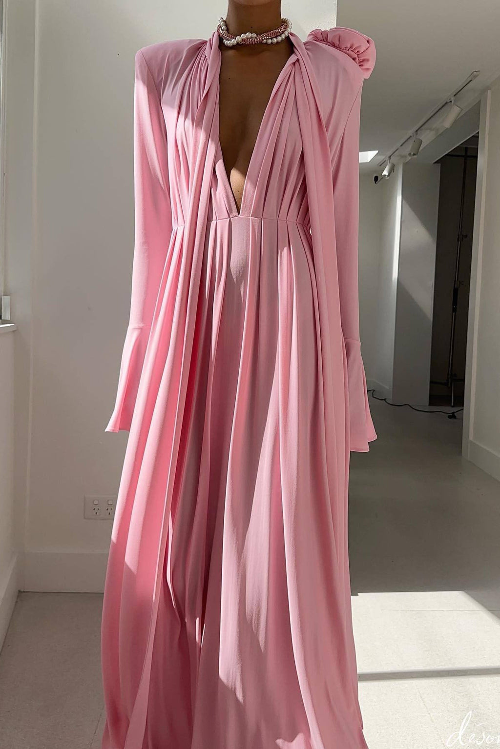 Luxury Vintage Cut-Out Deep V Halter 3D Floral Maxi Dress