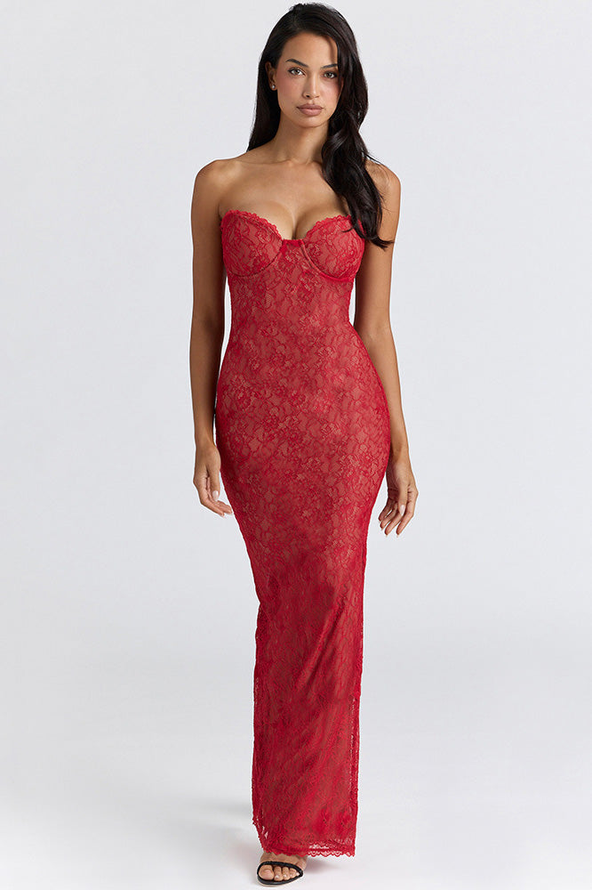 Gothic Lace Halter Maxi Dress