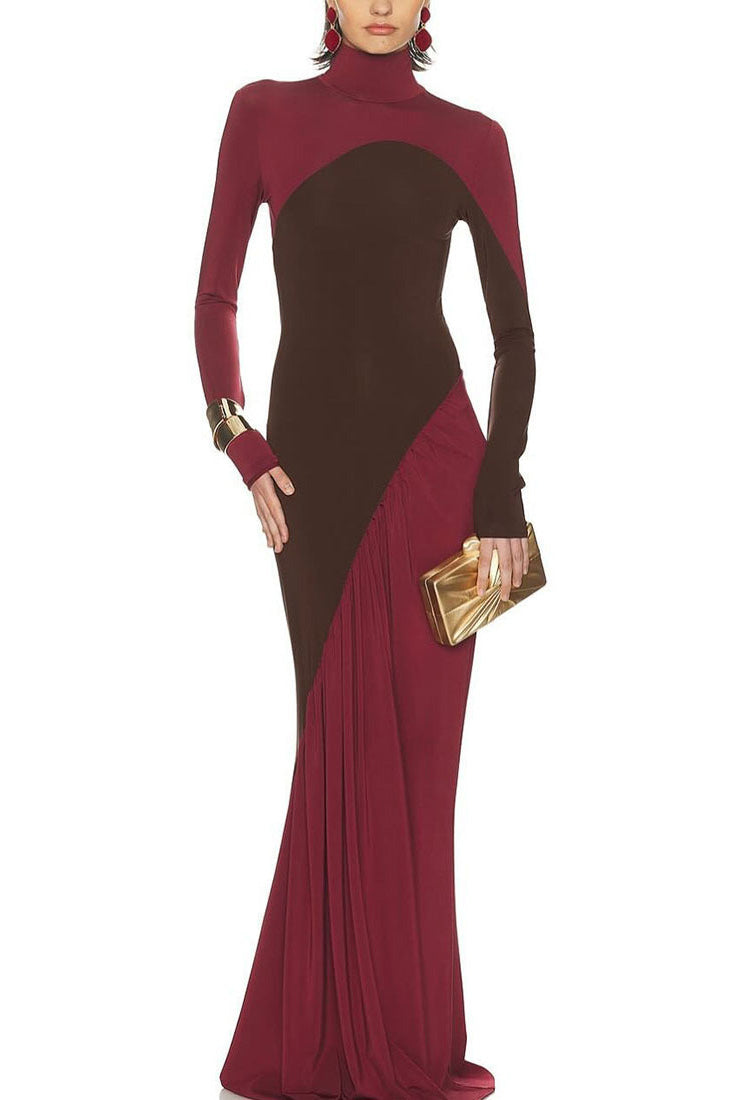 Modern Art Color-Block Flow Maxi Dress