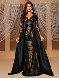 Heavy Work Evening Dress Sequined Long Sleeve Cape Party Dress Dress Elegant Cocktail Maxi Dress