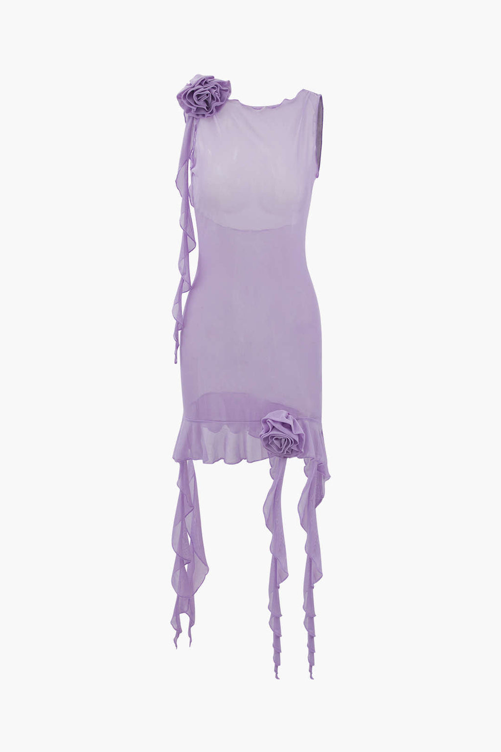 Corsage Ruffle Mesh Backless Mini Dress