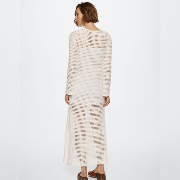 Vacation Beach Blouse Knitted Hollow Out Cutout out Maxi Dress Beach Cover Up Dress