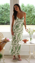 Printing V neck Brace Sleeveless Maxi Dress