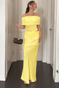 Off-Shoulder Mesh Maxi Dress