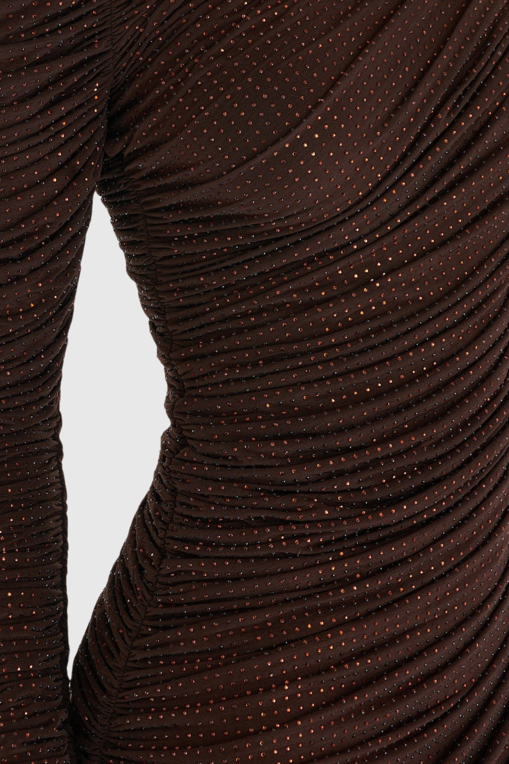 Duana Asymmetric Rhinestone Drawstring Maxi Dress