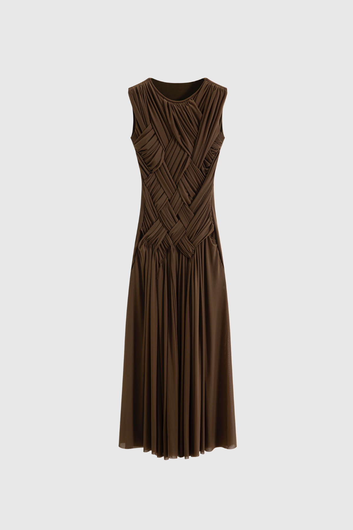 Domnina Sleeveless Ruch High Split Maxi Dress