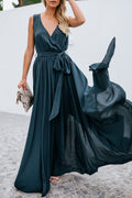 Fashion Street Solid Slit V Neck A Line Dresses
