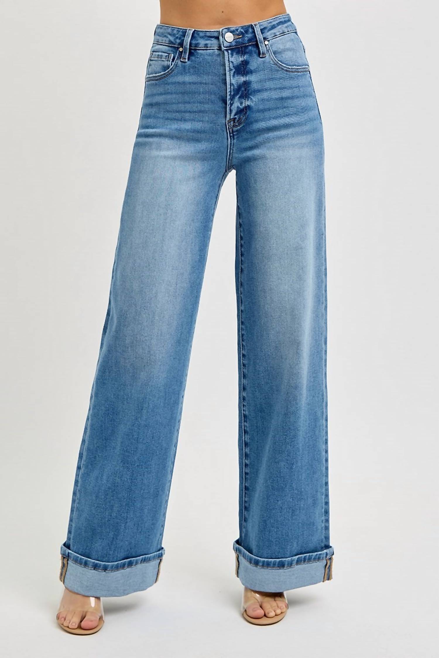 Risen - Sucre 75 Tummy Control High Rise Wide Cuffed Jeans