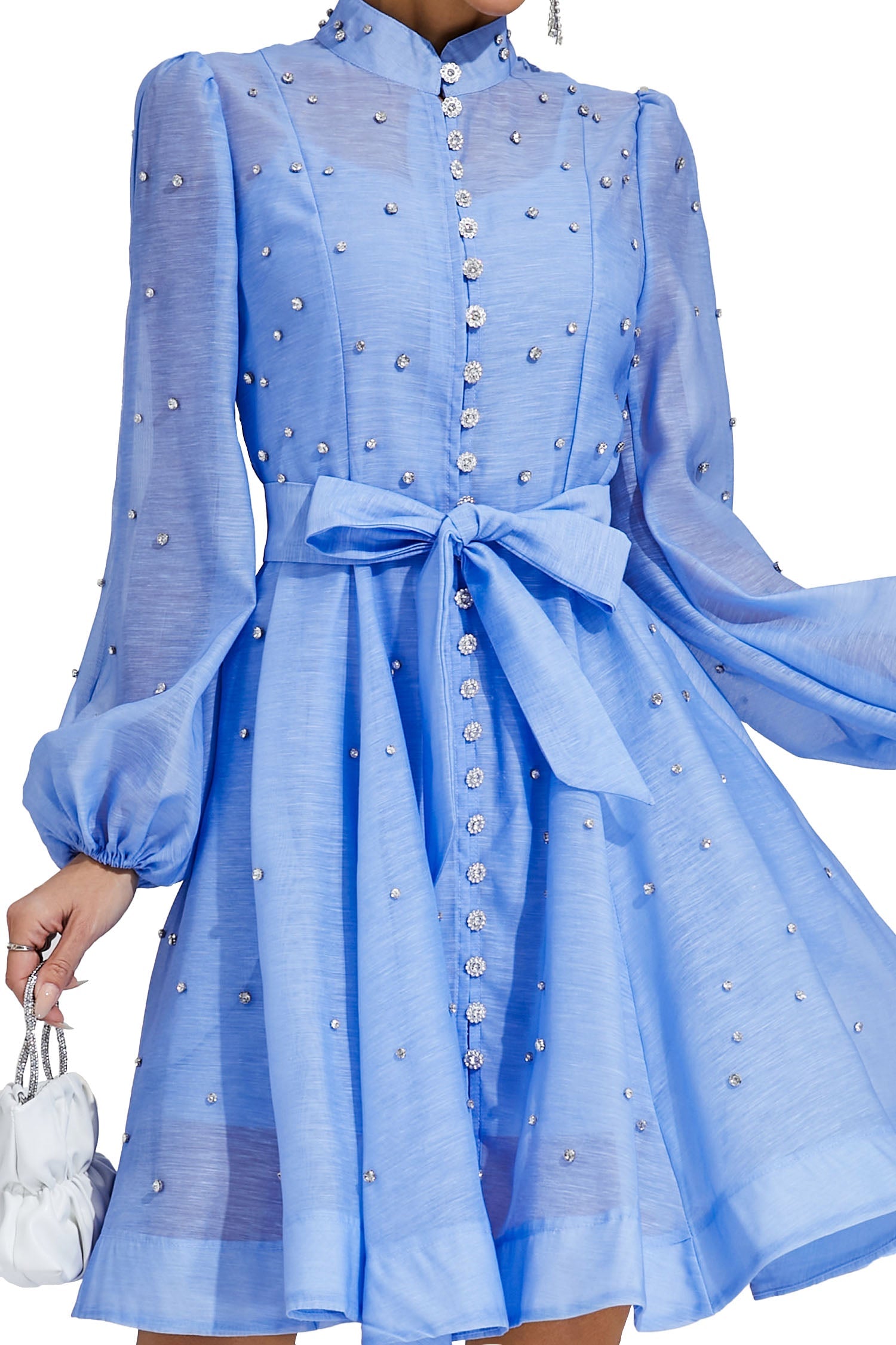 Bentham Blue Diamond Embellished Mini Dress