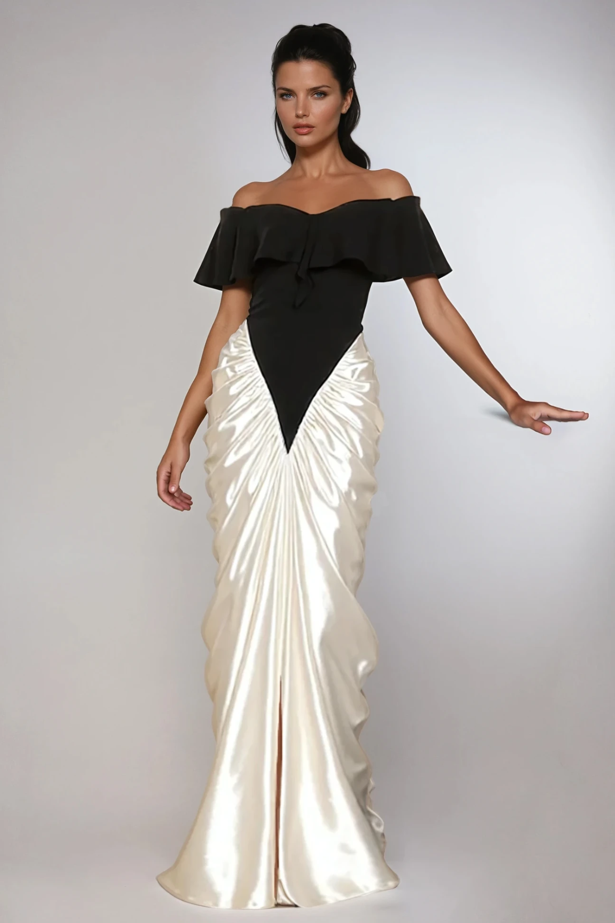 Domitian Off Shoulder Split Maxi Dress