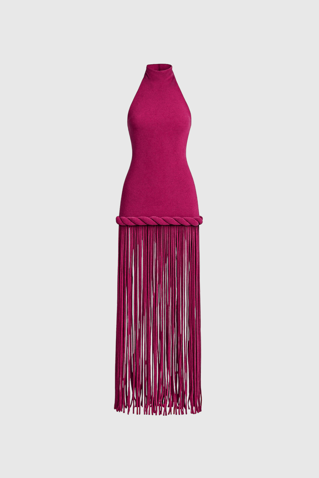 Dorel Halter Neck Twist Fringe Maxi Dress