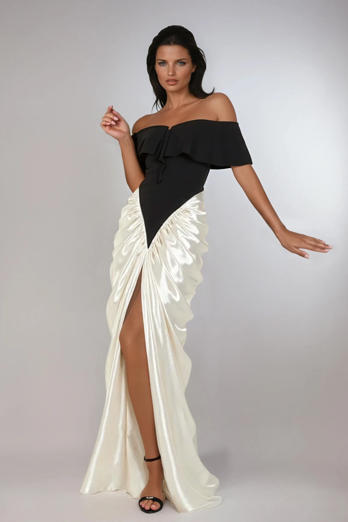 Domitian Off Shoulder Split Maxi Dress