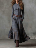 Retro Plaid Patchwork Maxi Dress