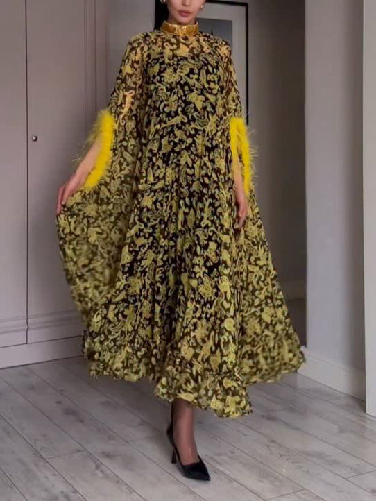 Exquisite Chiffon Printed Kaftan Maxi Drasss