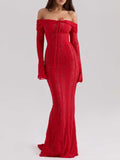 Elegant One Shoulder Lace Fishtail Maxi Dress