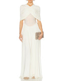 Elegant V-neck Pleated Maxi Dress