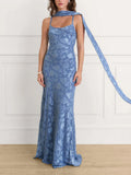 Elegant Satin Jacquard Maxi Dress