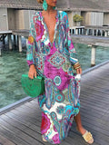 Bohemian V-Neck Printed Maxi Dress