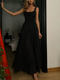 Elegant Sleeveless Fluffy Hem Maxi Dress