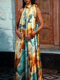 Exquisite Fashion Printed Sleeveless Flared Maxi Dress