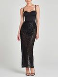 Exquisite Black Off-Shoulder Cutout Sequin Maxi Dress