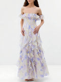 Casual Vacation-Style Strappy Floral Ruffle Maxi Dress
