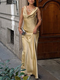 Elegant Swing Collar Backless Maxi Dress
