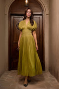 Fashion Olive V-neck Embellished Maxi Dress
