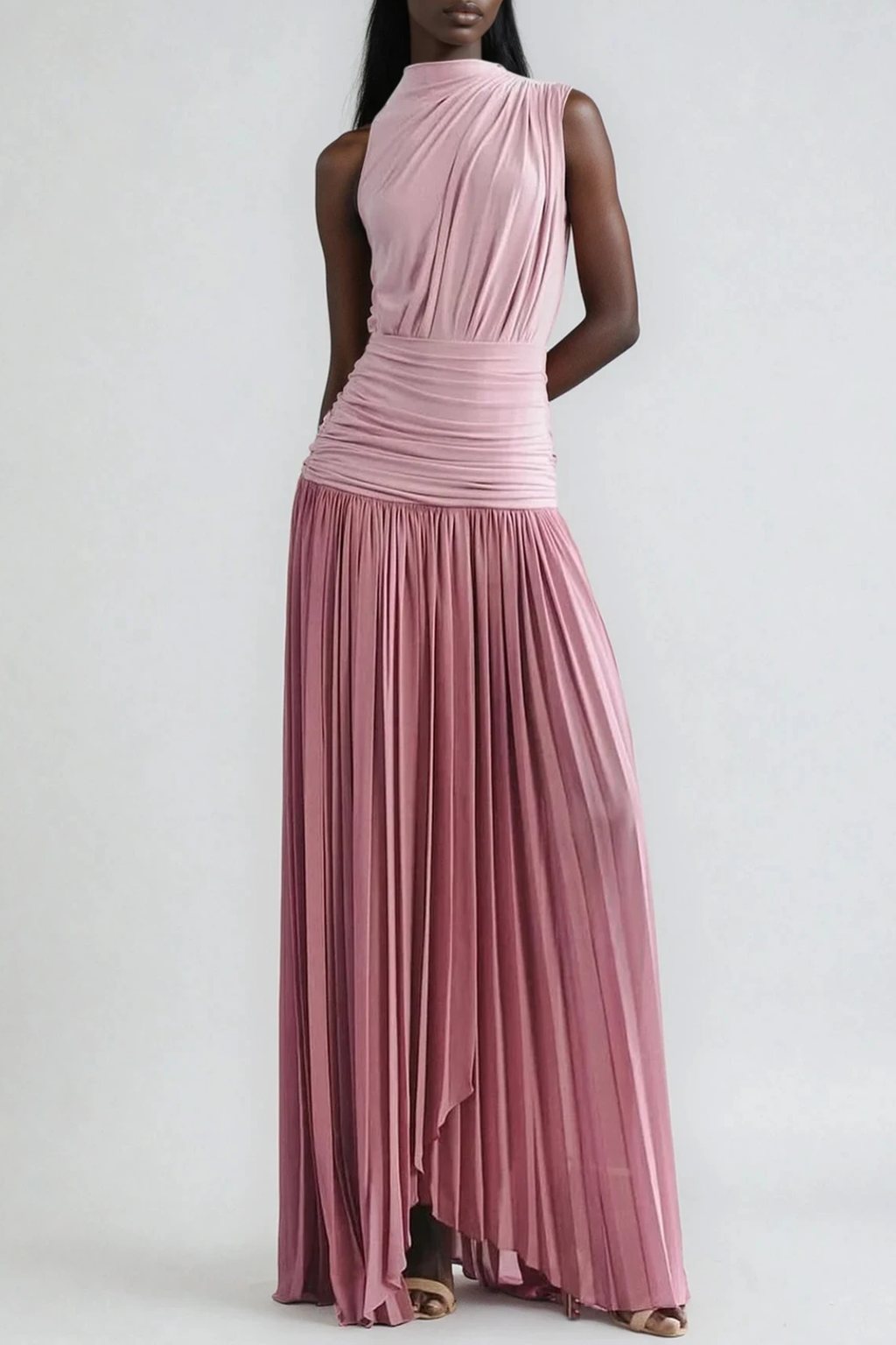 Domhnall Asymmetric Ruch  Maxi Dress