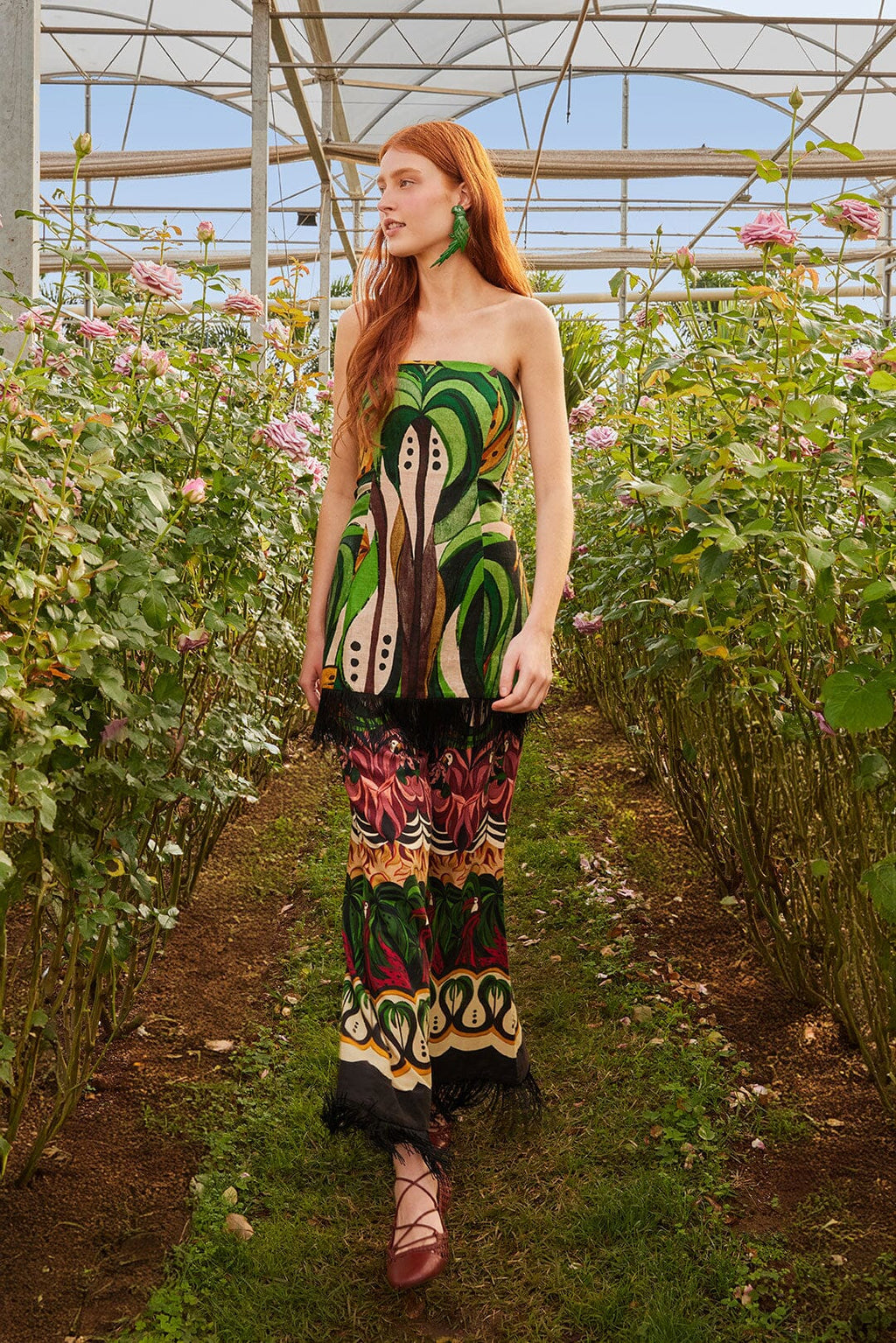 Green Coconut Tree Flow Mini Dress