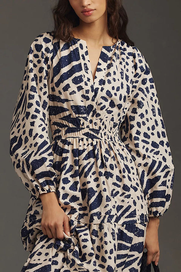 Perfect for Everything Color Block Print Smocked Waist Pocket Maxi Dress