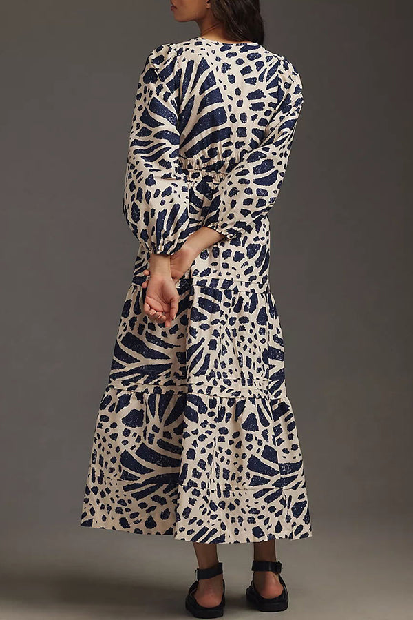 Perfect for Everything Color Block Print Smocked Waist Pocket Maxi Dress