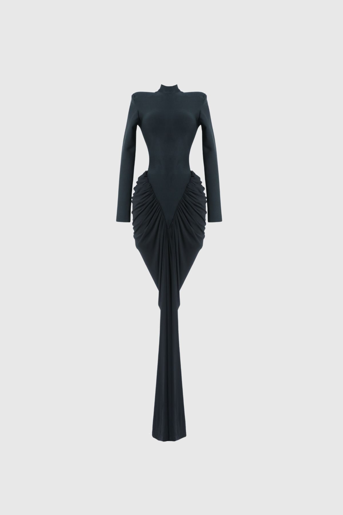 Cesarina Deconstruct Ruch Bodycon Maxi Dress In Black