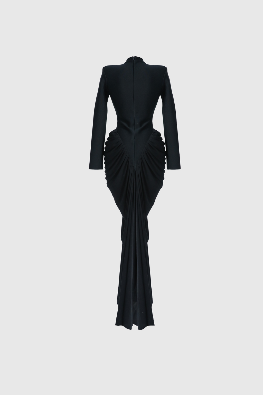 Cesarina Deconstruct Ruch Bodycon Maxi Dress In Black