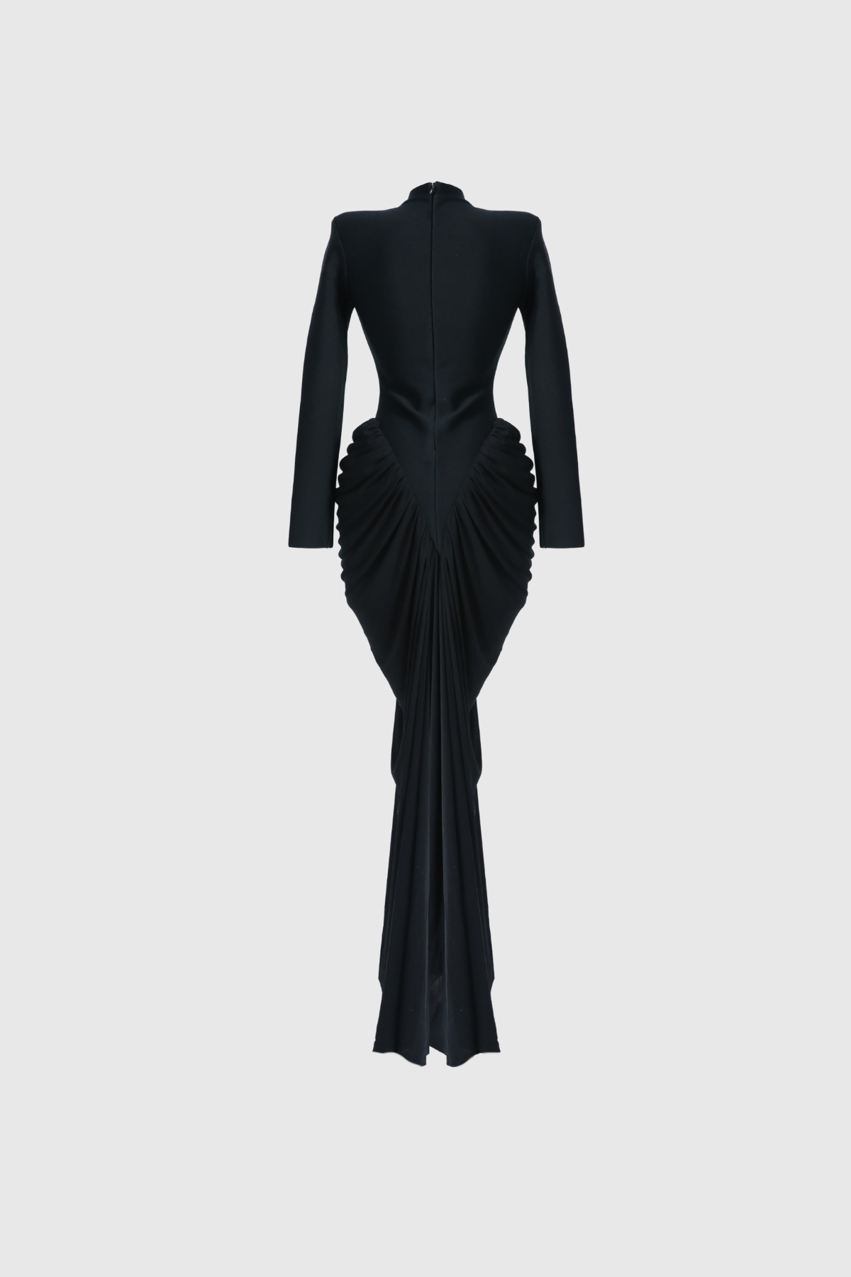 Cesarina Deconstruct Ruch Bodycon Maxi Dress In Black